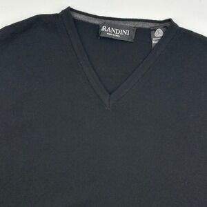 BRANDINI Made in Italy Black 100% Wool‎ Merino V Neck Sweater Vest Men's Medium